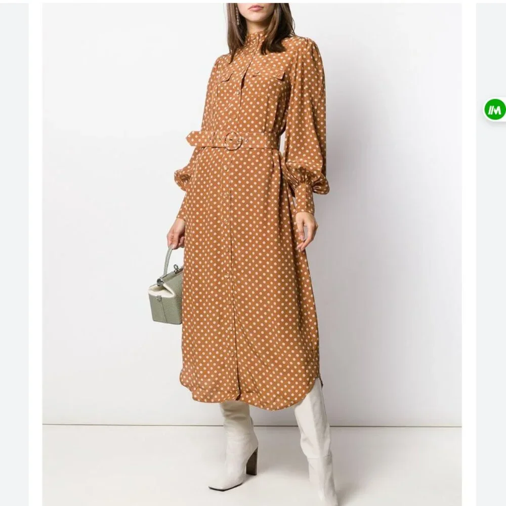 Zimmermann Brown Polka-Dot Silk Midi Dress – Size 1 (US 4) - Picture 2 of 14